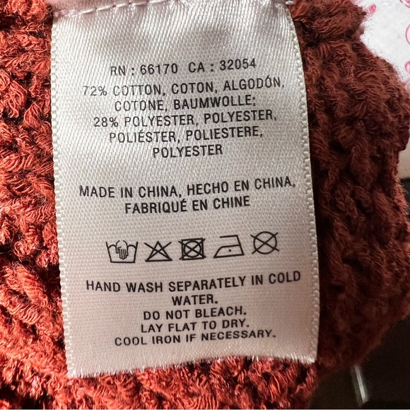 ROSIE NEIRA ANTHROPOLOGIE Rust Crochet Cotton Knit Open Longer Cardigan Duster M - Picture 13 of 14